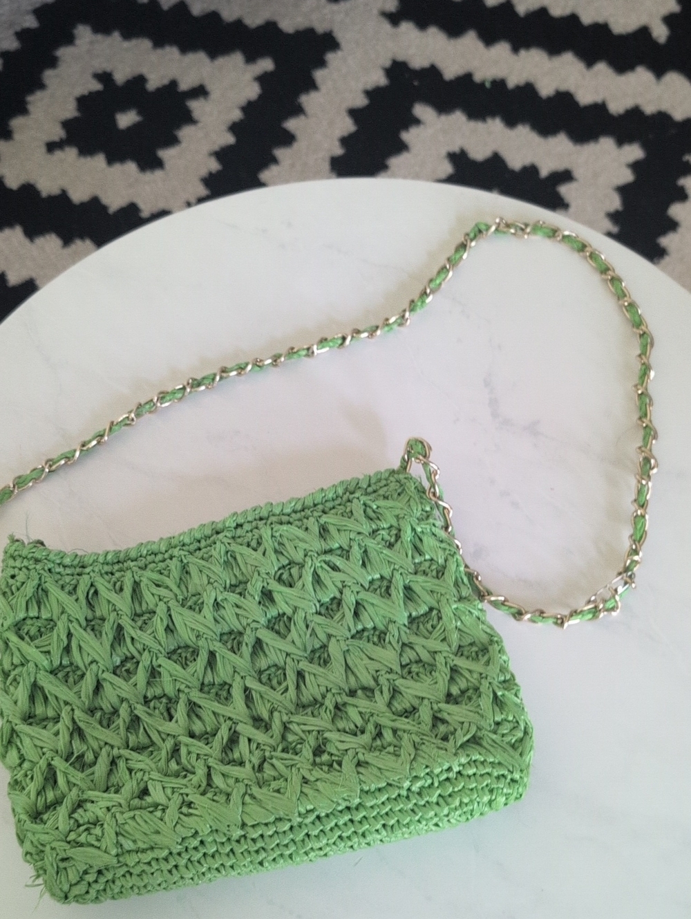 Green Woven Crossbody Bag - Lightweight Summer Shoulder Bag